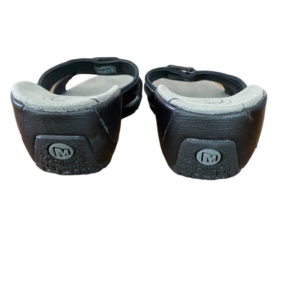 MERRELL Slide Sandals Dewberry Black Wedge Leather Women's Size 7 - Picture 6 of 10